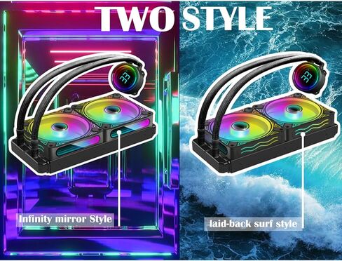 مبرد مياه وحدة المعالجة المركزية X240 AIO Cooler 240 مم مبرد سائل لوحدة المعالجة المركزية أسود 2 × 120 مم مراوح PWM مع عرض درجة الحرارة، Intel 1700/1200/115X، AMD AM5/AM4 in Kuwait