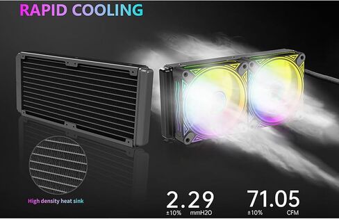 مبرد مياه وحدة المعالجة المركزية X240 AIO Cooler 240 مم مبرد سائل لوحدة المعالجة المركزية أسود 2 × 120 مم مراوح PWM مع عرض درجة الحرارة، Intel 1700/1200/115X، AMD AM5/AM4 in Kuwait