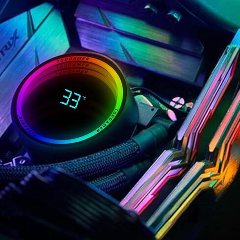 مبرد مياه وحدة المعالجة المركزية X240 AIO Cooler 240 مم مبرد سائل لوحدة المعالجة المركزية أسود 2 × 120 مم مراوح PWM مع عرض درجة الحرارة، Intel 1700/1200/115X، AMD AM5/AM4 in Kuwait