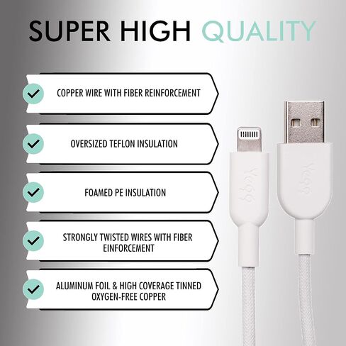 USB-A to Lightning Cable (6ft, MFi Certified) Compatible iPhone iPhone SE, iPhone 11/11 Pro/11 Pro Max, iPhone Xs/MAX, iPhone XR/X/8/7/6S/6/5, iPad (Ultra Fine Braided) (Cable Only) in Saudi Arabia