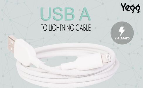 USB-A to Lightning Cable (6ft, MFi Certified) Compatible iPhone iPhone SE, iPhone 11/11 Pro/11 Pro Max, iPhone Xs/MAX, iPhone XR/X/8/7/6S/6/5, iPad (Ultra Fine Braided) (Cable Only) in Saudi Arabia