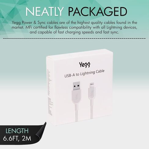 USB-A to Lightning Cable (6ft, MFi Certified) Compatible iPhone iPhone SE, iPhone 11/11 Pro/11 Pro Max, iPhone Xs/MAX, iPhone XR/X/8/7/6S/6/5, iPad (Ultra Fine Braided) (Cable Only) in Saudi Arabia