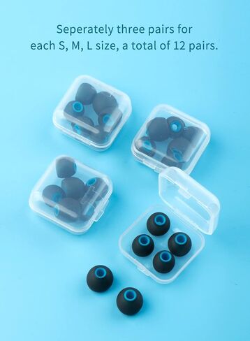 24 PCS/12 Pairs Ear bud Rubber Tips, Replacement Silicone Earbud Tips, iem Ear tips for kz zs10 pro, zs10 pro x,zsn pro x, zsn pro, castor, edx pro, zar, zst, dqs, as24, edx, pr2, zas(blue gray,S/M/L) in Saudi Arabia