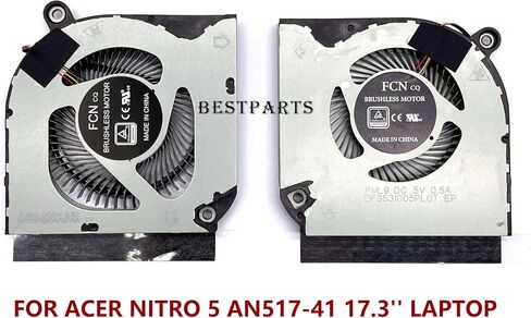 قطعة بديلة لمروحة وحدة المعالجة المركزية + وحدة معالجة الرسومات الجديدة من BestParts لجهاز الكمبيوتر المحمول ACER Nitro 5 (AN517-41) للألعاب مقاس 17.3 بوصة، P/N: FML9 DFS531005PL0T، FMAQ DFS5K223052836، مروحة 5 فولت in Saudi Arabia