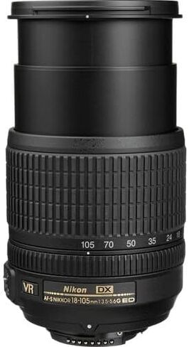 Nikon AF-S DX NIKKOR 18-105mm f/3.5-5.6G ED VR Lens (2179) + 64GB Memory Card + Filter Kit + BackPack + Card Reader + Corel Photo Software + Flex Tripod + Cap Keeper + Cleaning Kit (Renewed) in Saudi Arabia
