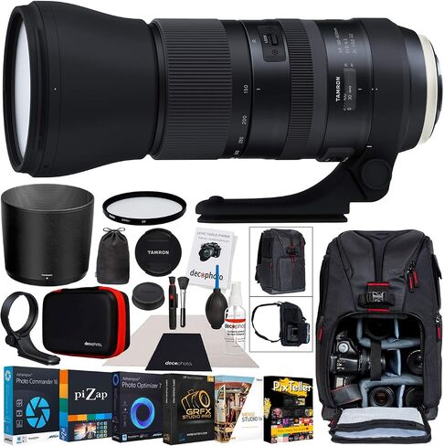 عدسة تكبير Tamron SP 150-600 مم F/5-6.3 Di VC USD G2 A022 لكاميرا Nikon F-Mount كاملة الإطار FX وDX Format DSLR مع حقيبة ظهر Deco Gear + فلتر UV متعدد الطبقات + مجموعة برامج صور فيديو وملحقاتها in Saudi Arabia