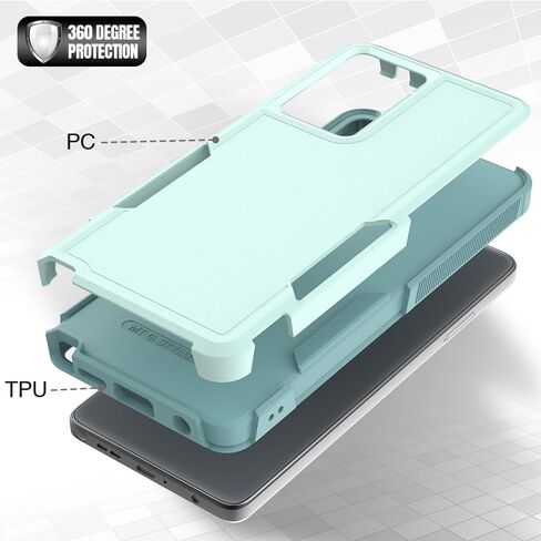 for Motorola Moto G Stylus 5G 2024 Case with Tempered Glass Screen Protector,Dual Layer Heavy Duty Cell Phone Cover Tough Rugged Bumper Shockproof Protective Case Cover (Mint Green) in Saudi Arabia