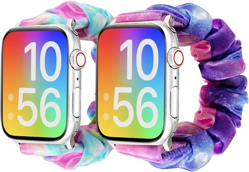 Scrunchie Band Compatible with Kids Apple Watch Band, Soft Nylon Stretchy Strap for Girls, Compatible with iWatch Series 9/8/7/6/5/4/3/2/1/SE in Saudi Arabia