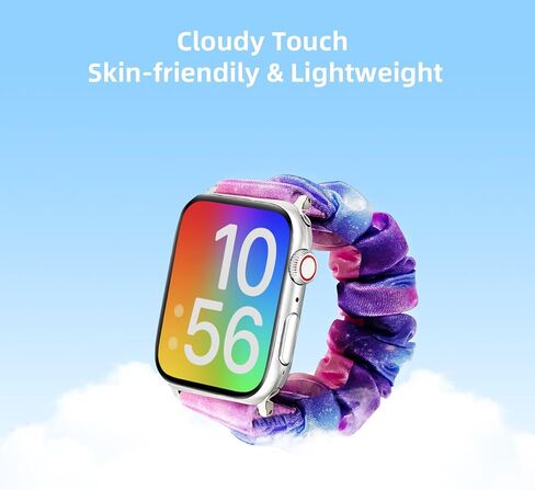 Scrunchie Band Compatible with Kids Apple Watch Band, Soft Nylon Stretchy Strap for Girls, Compatible with iWatch Series 9/8/7/6/5/4/3/2/1/SE in Saudi Arabia