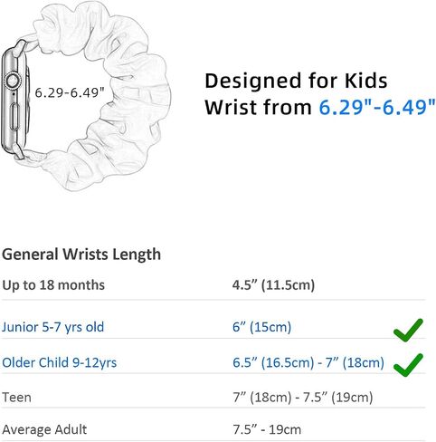 Scrunchie Band Compatible with Kids Apple Watch Band, Soft Nylon Stretchy Strap for Girls, Compatible with iWatch Series 9/8/7/6/5/4/3/2/1/SE in Saudi Arabia