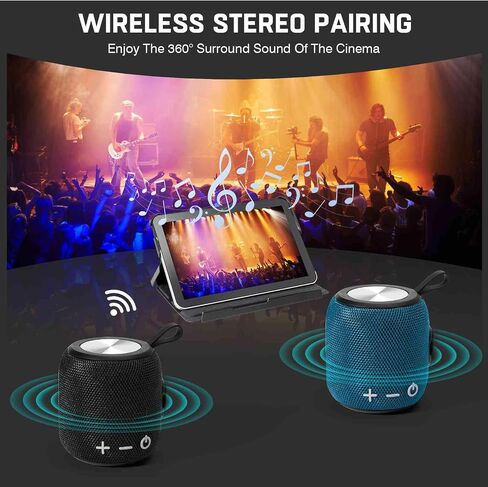 UrbanX Bluetooth Speaker: Powerful Stereo Sound, IPX7 Waterproof, True Wireless Stereo Pairing, Portable Design, Latest Bluetooth V5.2 - Perfect for Beach, Outdoor, Home, Parties- Black in Saudi Arabia