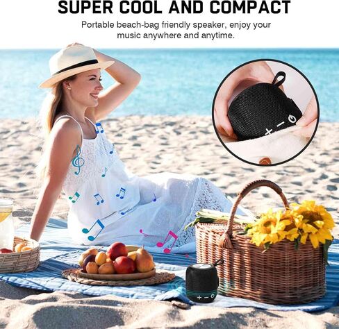 UrbanX Bluetooth Speaker: Powerful Stereo Sound, IPX7 Waterproof, True Wireless Stereo Pairing, Portable Design, Latest Bluetooth V5.2 - Perfect for Beach, Outdoor, Home, Parties- Black in Saudi Arabia