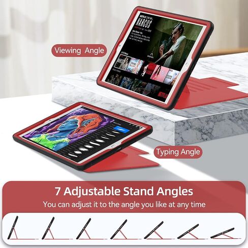 DUNNO Case for iPad 9th/ 8th/ 7th Generation (iPad 10.2-Inch 2021/2020/2019), Shockproof Magnetic Multi-Angles Stand Cover Case with Pen Holder & Card Pocket, Auto Wake/Sleep (Black) in Saudi Arabia