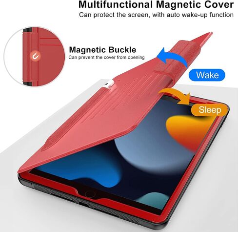 DUNNO Case for iPad 9th/ 8th/ 7th Generation (iPad 10.2-Inch 2021/2020/2019), Shockproof Magnetic Multi-Angles Stand Cover Case with Pen Holder & Card Pocket, Auto Wake/Sleep (Black) in Saudi Arabia