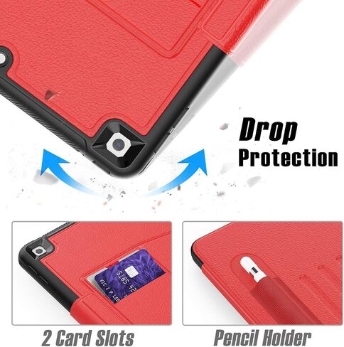 DUNNO Case for iPad 9th/ 8th/ 7th Generation (iPad 10.2-Inch 2021/2020/2019), Shockproof Magnetic Multi-Angles Stand Cover Case with Pen Holder & Card Pocket, Auto Wake/Sleep (Black) in Saudi Arabia