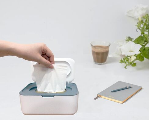 Wet Wipes Dispenser，Baby Wipe Holder with 2 Pcs Portable Travel Wipes Container，refillable wipes container with Moisture Resistant Seal for travel, Office and Home.（Blue） in Saudi Arabia