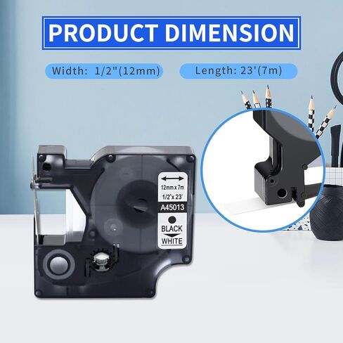 Black on White Label Tape Compatible for DYMO D1 Label Tape 45013 for DYMO D1 A45013 (10-Pack) in Saudi Arabia