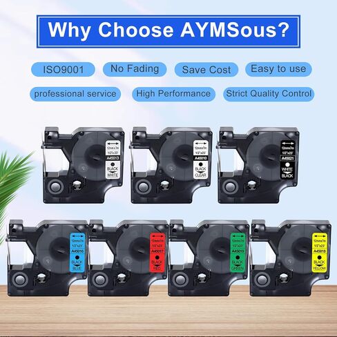 Black on White Label Tape Compatible for DYMO D1 Label Tape 45013 for DYMO D1 A45013 (10-Pack) in Saudi Arabia