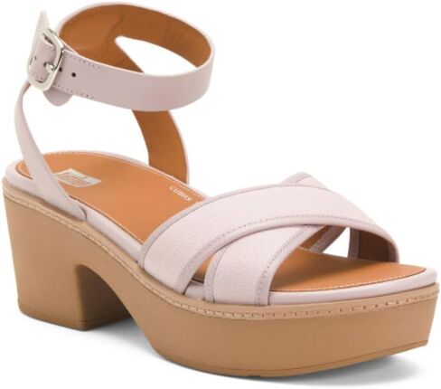 صندل FitFlop Pilar Crossover مصنوع من جلد أرجواني ناعم بحزام للكاحل 7M in Saudi Arabia
