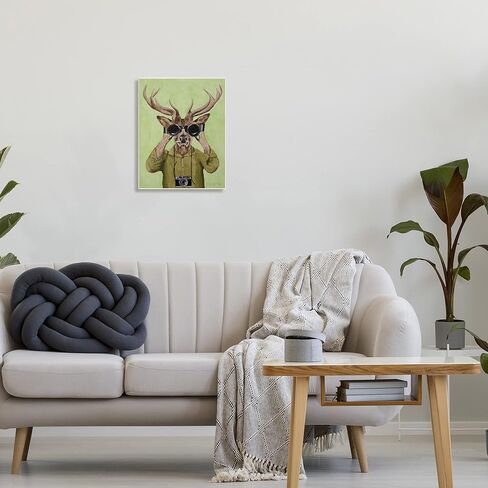 Stupell Industries Funny Cute Deer Binoculars Camera Painting Green Background, Design by Coco de Paris in Saudi Arabia