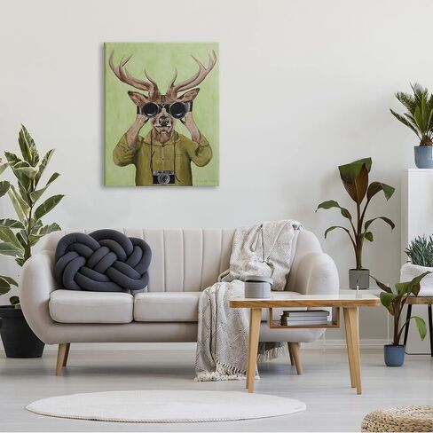 Stupell Industries Funny Cute Deer Binoculars Camera Painting Green Background, Design by Coco de Paris in Saudi Arabia