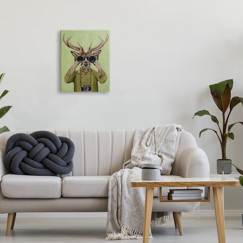 Stupell Industries Funny Cute Deer Binoculars Camera Painting Green Background, Design by Coco de Paris in Saudi Arabia