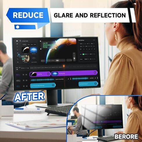 IPROKKO 【2 Pack】 27 inch Anti-Blue Light monitor Screen Protector for 16:9 Widescreen,Removable Anti Glare Blue Light Blocking Screen Filter，LED PC Anti-UV Eye Protection Filter Film in Saudi Arabia