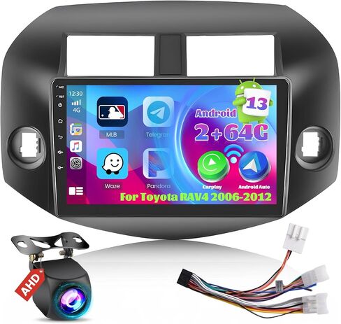 Roinvou 8 Cores 6+128G Android Car Radio for Toyota RAV4 2006-2012, 10.1" Touch Screen Carplay Android Auto with 32EQ Bluetooth WiFi GPS Navigation Mirror Link Backup Camera in Kuwait