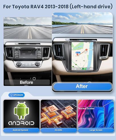 【2+64G】 لسيارة Toyota RAV4 2013-2018 (Auto A/C) راديو السيارة Android مع Carplay اللاسلكي Android Auto، شاشة لمس 9.7 بوصة تدعم البلوتوث، GPS، WiFi، FM، صوت HiFi، SWC، كاميرا احتياطية عالية الدقة in Saudi Arabia