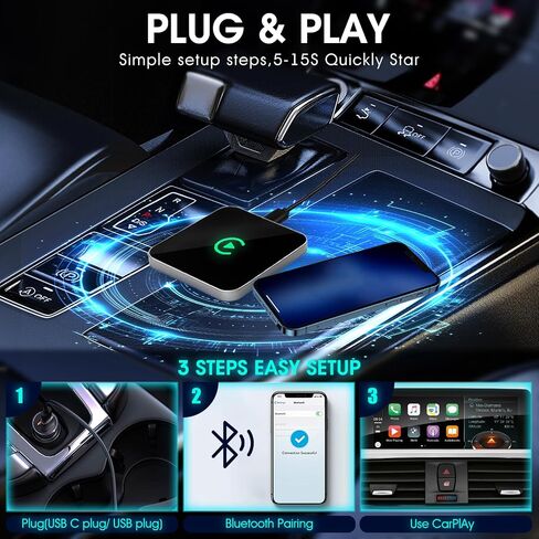 Wireless CarPlay Adapter 2024 Upgrade, Converting Wired CarPlay to Wireless Control, Plug and Play car Wireless Adapter, Suitable for Cars, Android and Apple iPhone iOS 10+ in Saudi Arabia
