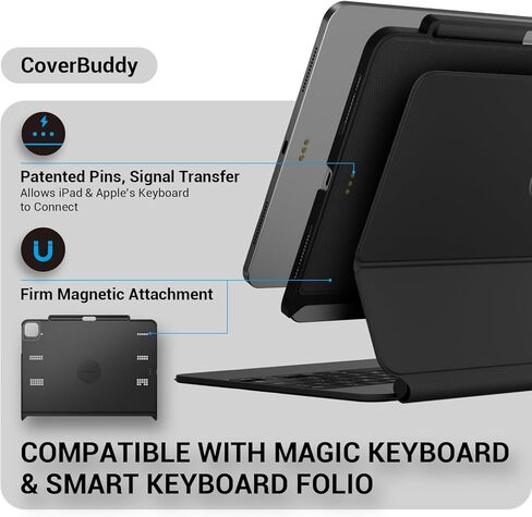 حافظة SWITCHEASY CoverBuddy [المُحسّنة] لجهاز iPad Pro 11 بوصة متوافقة مع لوحة المفاتيح السحرية ولوحة المفاتيح الذكية (لوحة المفاتيح غير متضمنة) | لجهاز iPad Pro 11 بوصة من الجيل الأول إلى الرابع / iPad Air 4-5 مقاس 10.9 بوصة، جلد أسود in Kuwait