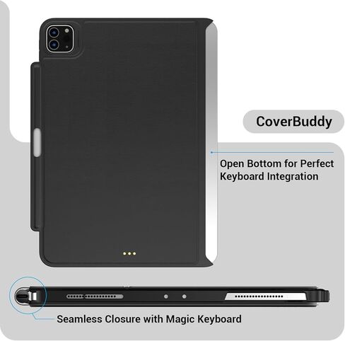 حافظة SWITCHEASY CoverBuddy [المُحسّنة] لجهاز iPad Pro 11 بوصة متوافقة مع لوحة المفاتيح السحرية ولوحة المفاتيح الذكية (لوحة المفاتيح غير متضمنة) | لجهاز iPad Pro 11 بوصة من الجيل الأول إلى الرابع / iPad Air 4-5 مقاس 10.9 بوصة، جلد أسود in Kuwait