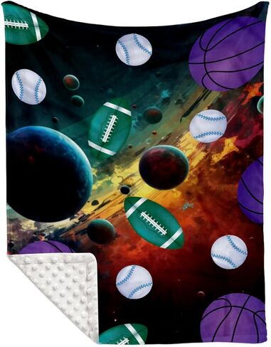 بطانية البيسبول للأطفال الصغار، بطانيات سرير مزدوجة الطبقات للفتيات الصغيرات، بطانيات ناعمة دافئة لكرة السلة للرضع - بطانية داعمة منقط، بطانية صغيرة قابلة للتنفس للأطفال in Kuwait