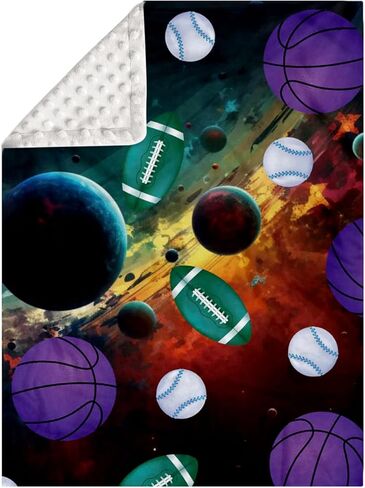 بطانية البيسبول للأطفال الصغار، بطانيات سرير مزدوجة الطبقات للفتيات الصغيرات، بطانيات ناعمة دافئة لكرة السلة للرضع - بطانية داعمة منقط، بطانية صغيرة قابلة للتنفس للأطفال in Kuwait