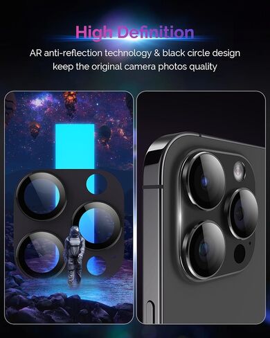 for iPhone 15 Pro/iPhone 15 Pro Max Camera Lens Protector [Drop Protection] [Full Coverage] [3D Metal] [Case Friendly] Tempered Glass Camera Cover for iPhone 15 Pro Max Titanium Black in Saudi Arabia