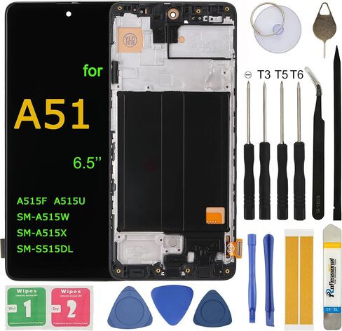 استبدال شاشة LCD لهاتف Samsung Galaxy A51 SM-A515F A515F/DSN A515F/N A515U A515U1 A515W 6.5 بوصة شاشة LCD تعمل باللمس محول رقمي مع مجموعة أدوات إصلاح in Saudi Arabia