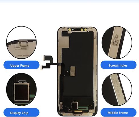 لهاتف iPhone X 10 5.8 بوصة شاشة عرض رقمية LCD أمامية زجاجية تعمل باللمس مجموعة إطار تجميع كامل مع مجموعة أدوات إصلاح لاصقة مقاومة للماء باللون الأسود in Saudi Arabia