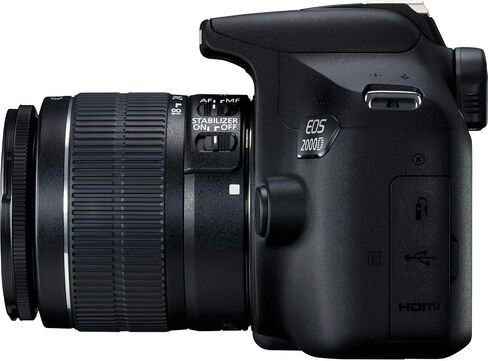 هيكل كاميرا Canon EOS 2000D / Rebel T7 الرقمية ذات العدسة الأحادية العاكسة مع عدسة Canon EF-S مقاس 18-55 مم f/3.5-5.6 ومجموعة DSLR مقربة مقاس 500 مم وبطاقة 64 جيجابايت حزمة ملحقات كاملة + فلاش والمزيد - الطراز العالمي (متجدد) in Saudi Arabia