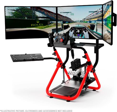 حامل عجلة سباق اكستريم سيم قمرة القيادة SXT V2 Racing Simulator - حامل عجلة السباق إصدار أحمر لـ Logitech G25، G27، G29، G920، G923، Thrustmaster وFanatec - تتضمن أقفال العجلات in Saudi Arabia