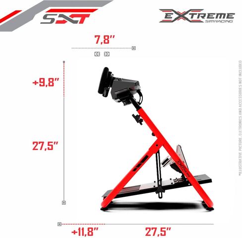 حامل عجلة سباق اكستريم سيم قمرة القيادة SXT V2 Racing Simulator - حامل عجلة السباق إصدار أحمر لـ Logitech G25، G27، G29، G920، G923، Thrustmaster وFanatec - تتضمن أقفال العجلات in Saudi Arabia