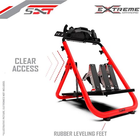 حامل عجلة سباق اكستريم سيم قمرة القيادة SXT V2 Racing Simulator - حامل عجلة السباق إصدار أحمر لـ Logitech G25، G27، G29، G920، G923، Thrustmaster وFanatec - تتضمن أقفال العجلات in Saudi Arabia