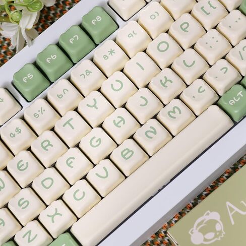 مجموعة Akko Keycaps، Matcha Bear OEM Profile 122-Key PBT Keycaps للوحات المفاتيح الميكانيكية in Kuwait
