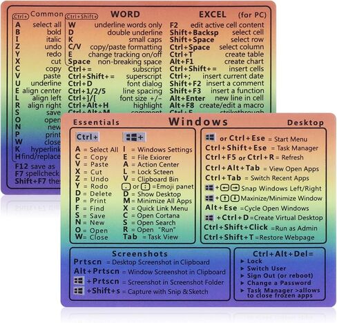 2 Pcs Laptop Shortcuts Stickers, Word/Excel Quick Reference Guide Keyboard Shortcut Stickers Notebook PVC Keyboard Shortcuts Lable Stickers for Any PC Laptop or Desktop(White) in Kuwait
