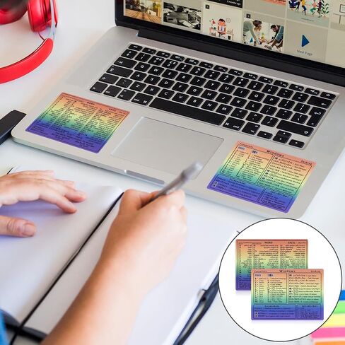 2 Pcs Laptop Shortcuts Stickers, Word/Excel Quick Reference Guide Keyboard Shortcut Stickers Notebook PVC Keyboard Shortcuts Lable Stickers for Any PC Laptop or Desktop(White) in Kuwait