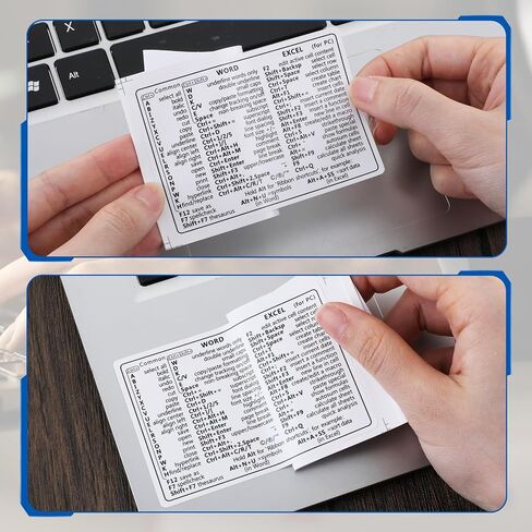 2 Pcs Laptop Shortcuts Stickers, Word/Excel Quick Reference Guide Keyboard Shortcut Stickers Notebook PVC Keyboard Shortcuts Lable Stickers for Any PC Laptop or Desktop(White) in Kuwait