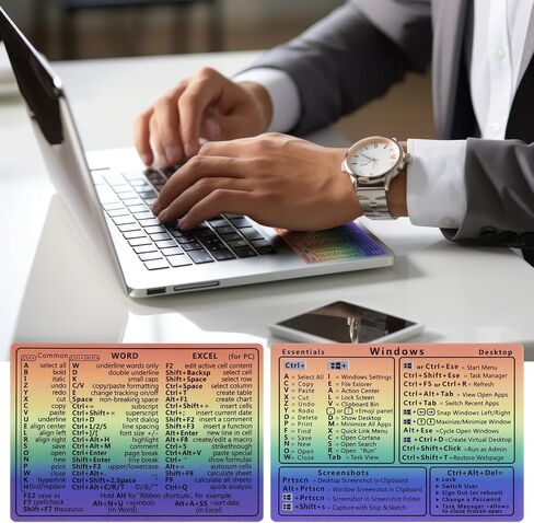 2 Pcs Laptop Shortcuts Stickers, Word/Excel Quick Reference Guide Keyboard Shortcut Stickers Notebook PVC Keyboard Shortcuts Lable Stickers for Any PC Laptop or Desktop(White) in Kuwait