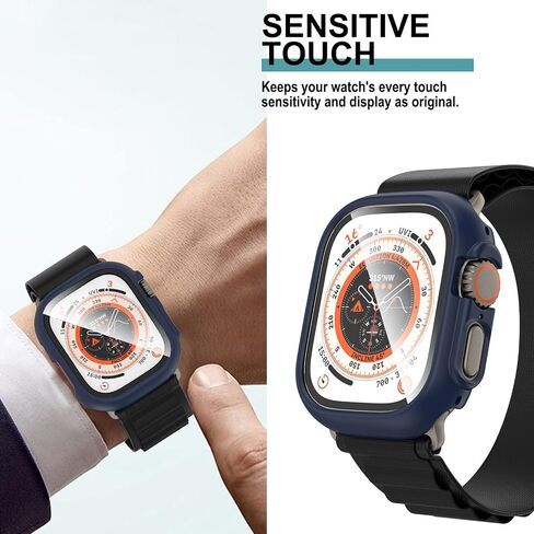 2 Pack case for Apple Watch Series 9/8 Ultra 49mm Screen Protector with Tempered Glass, Hard PC HD Full Cover Protective iwatch. in Saudi Arabia