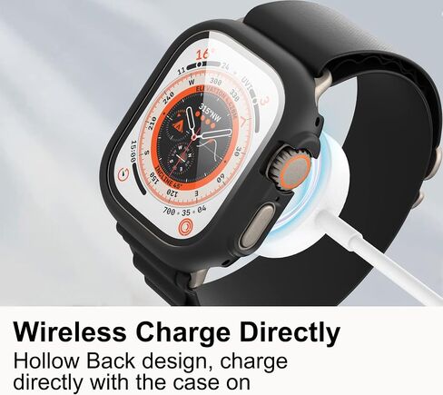 2 Pack case for Apple Watch Series 9/8 Ultra 49mm Screen Protector with Tempered Glass, Hard PC HD Full Cover Protective iwatch. in Saudi Arabia