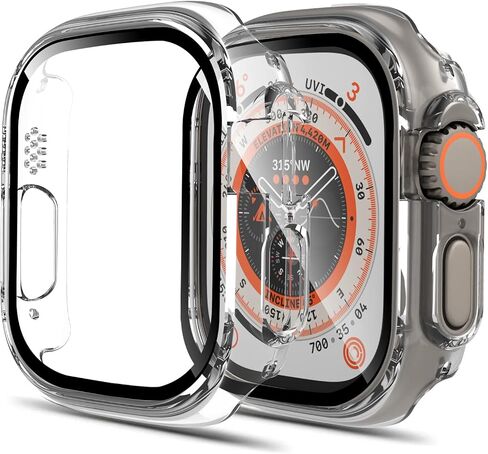 2 Pack case for Apple Watch Series 9/8 Ultra 49mm Screen Protector with Tempered Glass, Hard PC HD Full Cover Protective iwatch. in Saudi Arabia