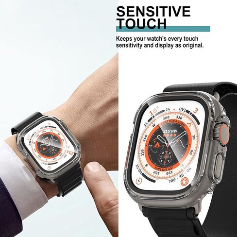 2 Pack case for Apple Watch Series 9/8 Ultra 49mm Screen Protector with Tempered Glass, Hard PC HD Full Cover Protective iwatch. in Saudi Arabia